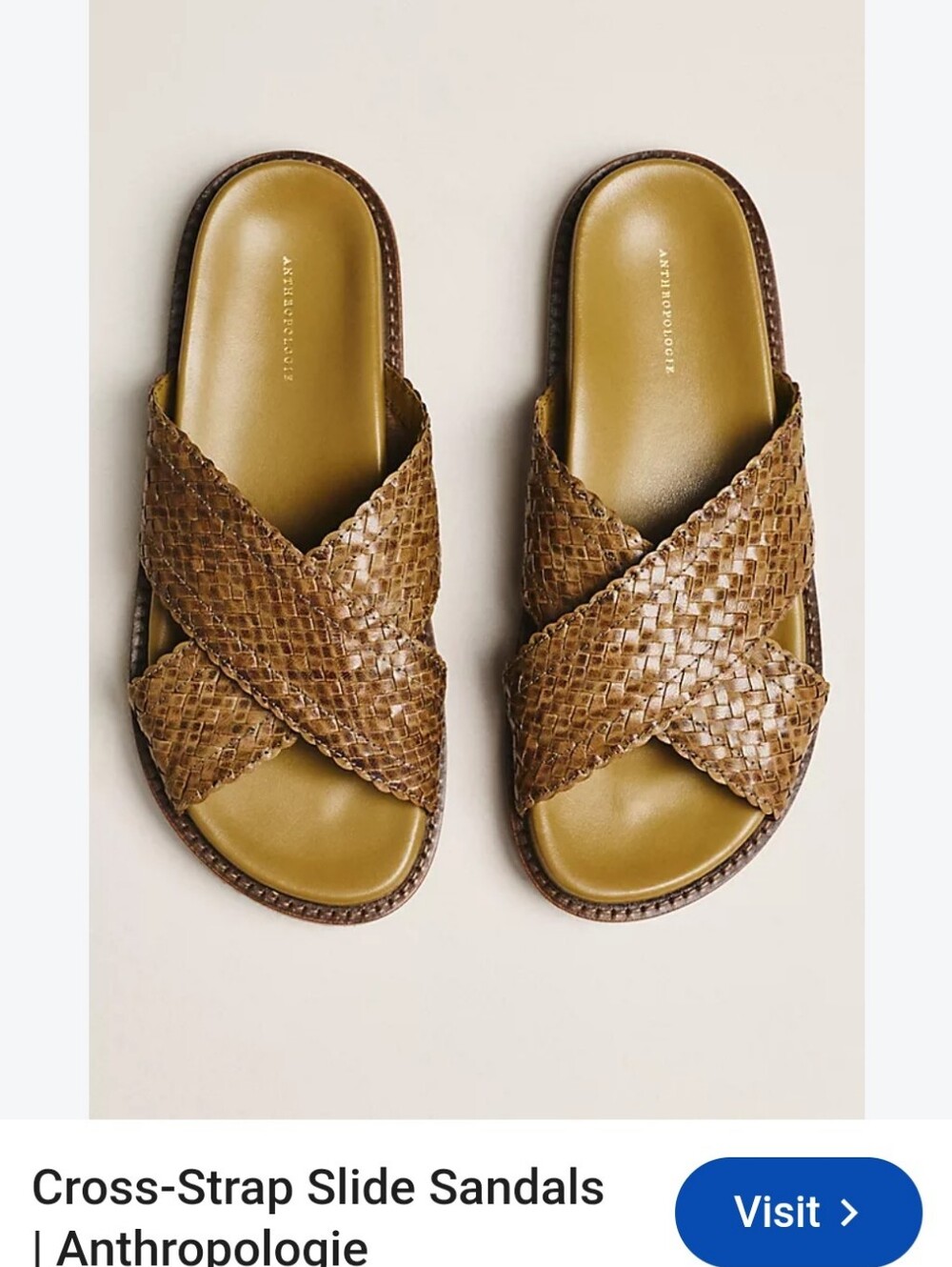 New ANTHROPOLOGIE leather slide beach summer sandals